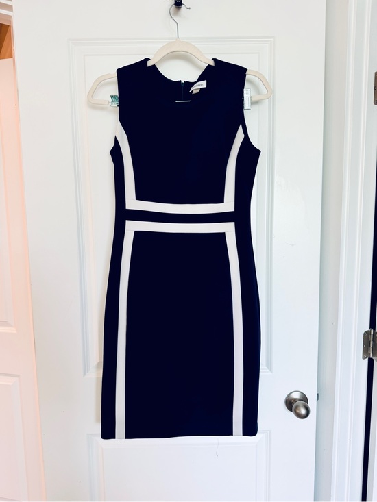 Calvin Klein Dresses & Skirts - Sleeveless Navy and White Sheath Dress - Classic Contrast Design Calvin Klein